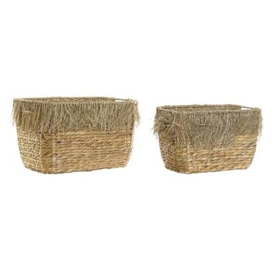CESTA SET 2 JUNCO 40X30X26 FLECOS NATURAL MARRON