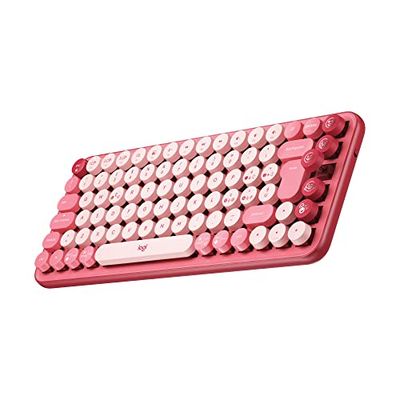 Logitech POP Keys Tastiera Meccanica Wireless con Tasti Emoji Personalizzabili, Design Compatto Durevole, Connettività Bluetooth o USB, Compatibilità Multidispositivo e OS - Heartbreaker