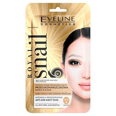 Eveline Cosmetics Royal Snail Maschera Anti-Aging con Mucina di Lumaca, Matrixyl Morphomix & Olio di Avocado - Trattamento Viso Rassodante e Levigante per Pelle Matura e Sensibile