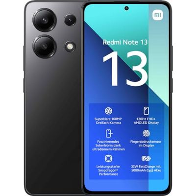 Xiaomi Redmi Note 13 Smartphone 6+128GB - Black (UK Version + 2 Years Warranty)