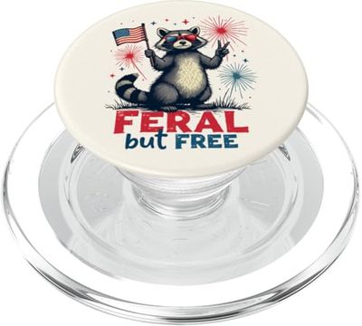 Mapache salvaje pero libre Patriótico 4 de julio Salvaje y libre PopSockets PopGrip para MagSafe
