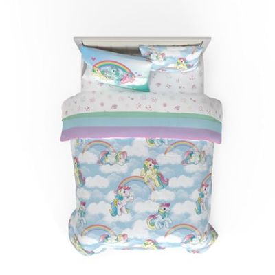 Franco Collectibles My Little Pony klassiska retro regnbågssängkläder 7 delar supermjukt täcke och lakanset med örngott, full, (100% officiell licensierad produkt)