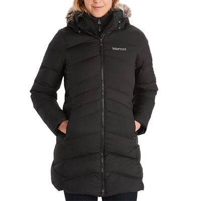 Marmot Femme Wm's Montreal Coat, Veste légère en duvet isolée, facteur de gonflement de 700, Manteau d'extérieur, Anorak déperlant, coupe-vent, Black, XS