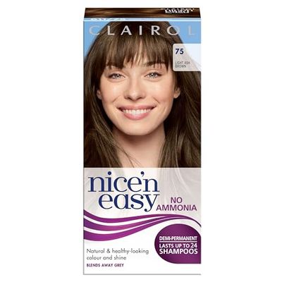 Clairol Nice'n Easy No Ammonia Hair Dye, 75 Light Ash Brown, 1 Count (Pack of 1)