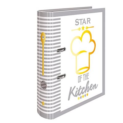 HERMA 19662 - Raccoglitore per ricette con scritta "Star of the Kitchen", formato A4, 7 cm di larghezza, libro di ricette con registro per rilegatura, motivo ad anelli con stampa interna per cucina e