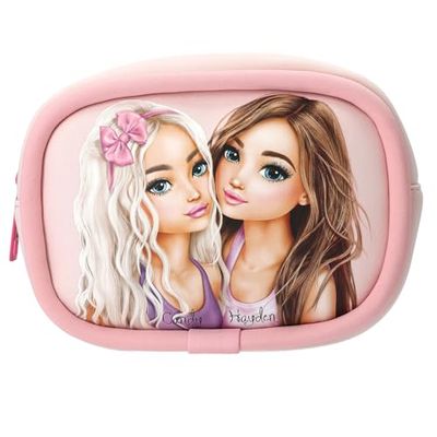 Depesche TOPModel Beauty and Me 13537 Cosmetic Bag in Pink with Model Motif Soft Neoprene Fabric