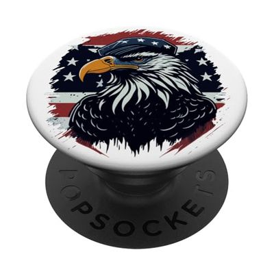 Águila patriótica con bandera de Estados Unidos 4 de julio estrellas y rayas grunge PopSockets PopGrip Adhesivo