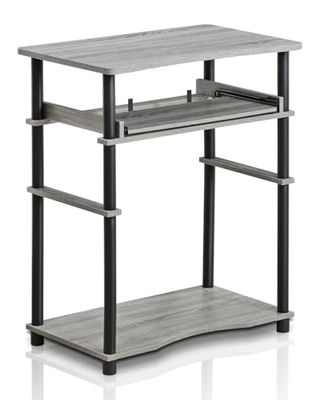 Furinno Laptop notebook bureau, hout, Frans eiken grijs/zwart, 39,62 x 59,94 x 75,18 cm