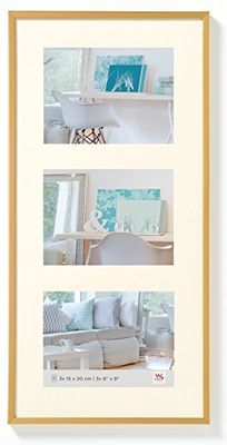 walther design fotolijst goud 3X 15x20 cm galerij met passe-partout, New Lifestyle kunststof lijst KV320G