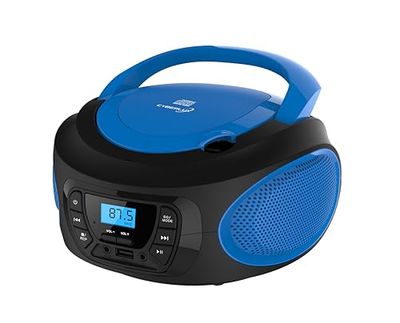 Boombox Draagbare cd-speler, CD/CD-R, USB, FM-radio, AUX-IN-ingang, hoofdtelefoonaansluiting, kinderradio, CD-radio, stereo-installatie, compact systeem (kobaltblauw)