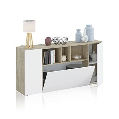 Habitdesign Loira Credenza, Legno ingegnerizzato, Quercia Alaska E Bianco Artik, Unico