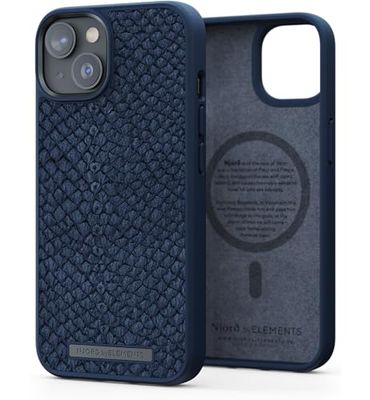 Njord Collections Hoesje geschikt voor iPhone 14 Plus - Zalm Leder - Blauw