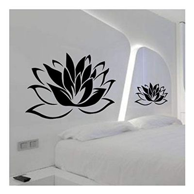 Ambiance-Live SAN0079_Lotus-29X40cm-Schwarz Pegatina de Pared, Vinilo, Negro, 29 X 40 cm