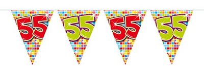 Folat 60555 55e Verjaardag XS Bunting Garland Blokken, Multi Kleuren