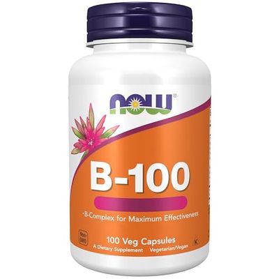 Now Foods, B-100, Complesso Vitaminico B, Altamente Dosato, con PABA, 100 Capsule vegane, Testate in Laboratorio, Senza Glutine, Senza Soia, Vegetariane, Senza OGM