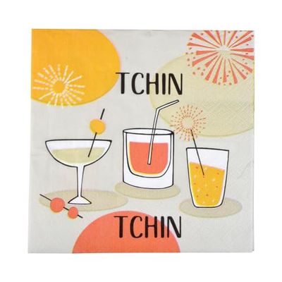 Homéa, Set van 20 papieren servetten, 3-laags, 33 x 33 cm, Chin Chin Chin