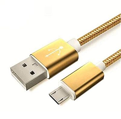 Lote de 3 Cables de Metal y Nailon Micro USB para Samsung Galaxy J6 + Smartphone Android Cargador Conector (Oro)