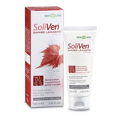 BIOS LINE SoliVenGambe Leggere Crema, Crema Gambe, Allevia Senso di Pesantezza Gambe e Caviglie, Favorsice il Microcircolo, 100 ml