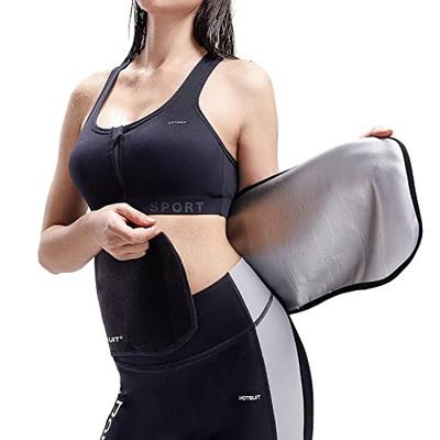 HOTSUIT Taillentrainer für Frauen Unterbauch Fettbandage Wickel mit Saunaanzug Effekt Bauchwickel Schweißgürtel (M-L), schwarz, Medium