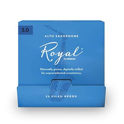 D'Addario träblås – Royal Alto saxofonrör – Alto Sax vass med stark rygg – Alto saxofon rörblad – perfekt för klassisk eller jazz – styrka 3,0, 25-pack