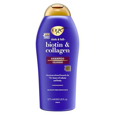OGX Biotin and Collagen Volumising Hair Shampoo, Thick and Full, with Vitamin B7 Biotin, and Collagen, for Fine Hair, Sulfate Free Surfactants, 577ml (Packaging may vary)