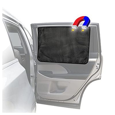 ggomaART Car Side Window Sun Shade - Universal Reversible Magnetic Curtain for Baby and Kids with Sun Protection Block Damage from Direct Bright Sunlight, and Heat - 1 Piece of Black Mesh