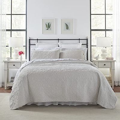 Laura Ashley | Felicity Collection | Set copripiumino ultra stagionale, reversibile elegante copriletto con federe abbinate, per letto matrimoniale, grigio chiaro