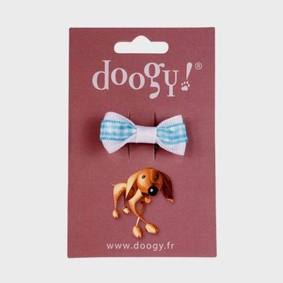 Doogy NOEUD Barrette Bleu Vert Vichy Par 1