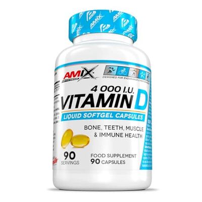 AMIX - Vitamina D en Cápsulas Blandas - 90 Cápsulas Líquidas - Contribuye a Mantener los Huesos Sanos y a una Óptima Absorción de Calcio - Complejo Vitamínico en Cápsula de Gel