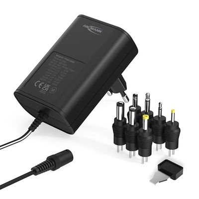 ANSMANN APS 1500 universele stekker voeding 12V incl. 7 verschillende adapterstekker - netstekker tot max. 1500mA - netadapter voor de stroomvoorziening van vele kleine elektrische apparaten van 3-12