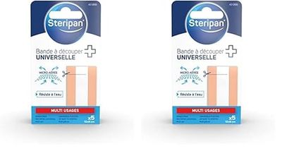 Steripan - Bande à Découper Universelle - Multi-Usage - Micro Aérée - Résiste à l'Eau - Compresse non collante - Hypoallergénique - 5 bandes 10x6cm (Lot de 2)