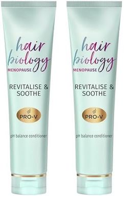Pantene Revitalise & Soothe Menopause Conditioner For Thinning Hair, 160ml, Hair Thickener, Dry Scalp Treatment With Pro-V, Vitamin B3 And White Tea, Hair Biology (Pack of 2)