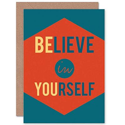 Wee Blue Coo BELIEVE YOURSELF BE YOU BLUE ART GREETINGS GREETING CARD GIFT
