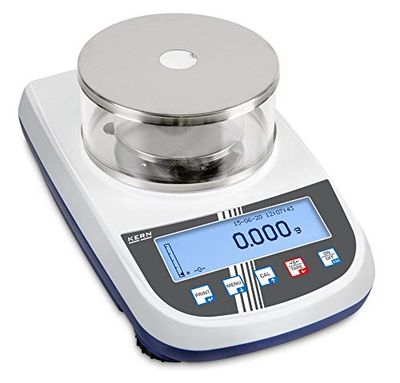 Precisieweegschaal [Kern PLJ 420-3F] Sterke prestaties, sterke prijs - met interne aanpassing, weegbereik [Max]: 420 g, afleesbaarheid [d]: 0,001 g, weegplaat: Ø110 mm (roestvrij staal), windscherm