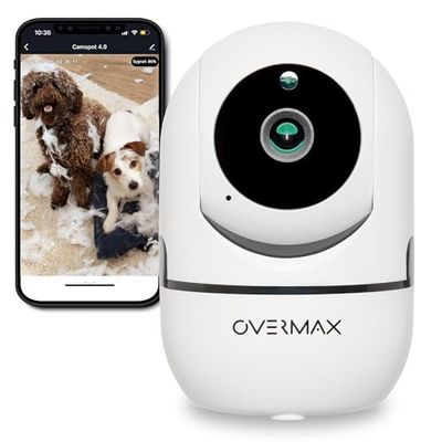 OVERMAX Camspot 3.6 draadloze Roterende camera, WiFi-IP, bewakingsopname Full HD, Nauwkeurige nachtmodus, Bewegingsdetectie, automatische tracking, microfoon en luidspreker, Live-beeld App, Smart Hom