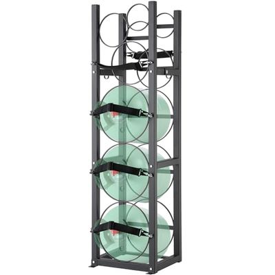 VEVOR Opslag gasfles, capaciteit 3 x 13,6 kg en 3 andere kleine, rek voor koelmiddelflessen van koolstofstaal, voor het opbergen van zuurstof-, stikstof-, koelmiddelflessen