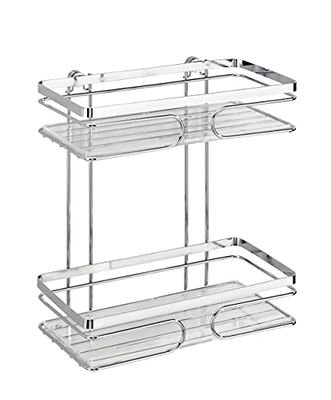 WENKO Étagère Murale 2 étages Premium Acier Inoxydable Insert en Plastique Transparent Brillant