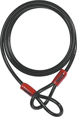 Linka ABUS Cobra 10 loop - linka stalowa pokryta tworzywem sztucznym - zabezpieczenie akcesoriów rowerowych i motocyklowych - długość 3 metry, grubość 10 mm, czarna