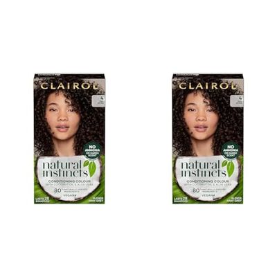Clairol Natural Instincts Semi-Permanent No Ammonia Hair Dye, 4 Dark Brown (Pack of 2)