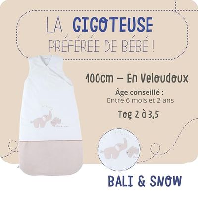 Noukie's Sovsäck 100 cm – TOG 2–3,5 – Velousoft – Bali & Snö