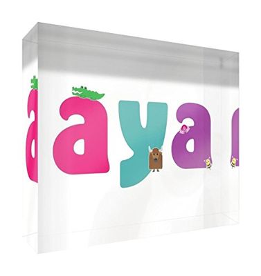 Little helper herinnering deco acryl transparant gepolijst als diamantstijl illustratief bont met de naam meisjesnaam Aya 14,8 x 21 x 2 cm Grand