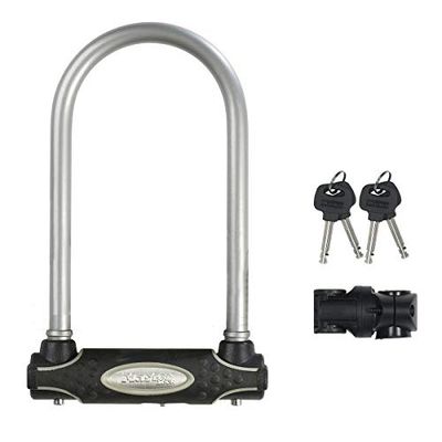MASTER LOCK 8195EURDPROCOLS Cadeado U, chave, suporte de transporte, anti-roubo certificado, prateado, elétrico, bicicleta de montanha, unissexo - adulto, prata, tamanho único
