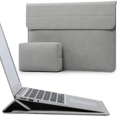 HYZUO 13-13,5 Inch Laptop Hoes Sleeve met Standaard Functie Compatibel met 13,5 Surface Laptop 4 3/ Oud MacBook Air 13/ MacBook Pro 13 2012-2015/ HP ENVY 13/ HP Spectre x360 13, Lichtgrijs