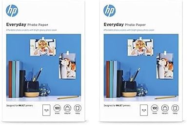 HP CR757A, 10 x 15 cm, Everyday Glossy Photo Paper, 200 GSM, 100 Sheets, White (Pack of 2)
