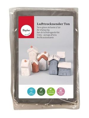 Rayher panetto di argilla da modellare, indurente all'Aria, 1 kg, senza cottura e pronto all'uso, da colorare, grigio, 3450125