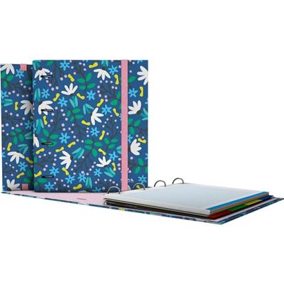 Grafoplás Elena Corredoira Garden Ordner met 4 ringen, A4, inclusief reserverooster 5 x 5 rand, kleur 90 g, scheidingsbladen, transparante omslag, ergonomische gebogen rug