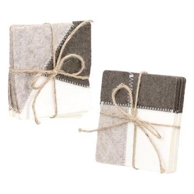 Pack of 8 Coaster, square, Felt, cream, PU 8, 2 assorted, L. 10 cm, W. 10 cm