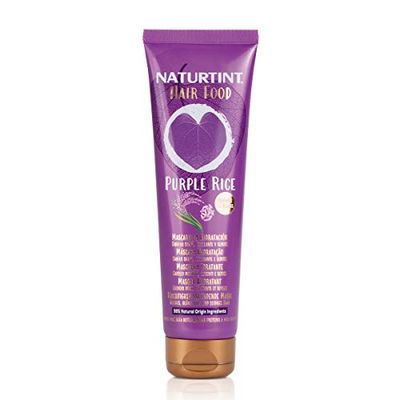 Naturtint Hair Food Máscara Purple Rice, hidratante e neutro em profundidade, restaura o brilho e esplendor, cabelo especial mais seco, 99% de ingredientes naturais, adequado método Curly, 150 ml