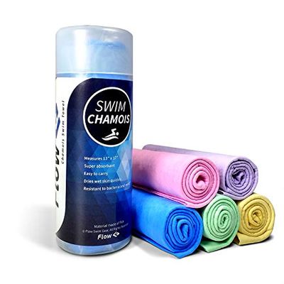Flow Swim Chamois - Asciugamano ad asciugatura rapida per nuoto, immersioni, triathlon e altri sport acquatici (blu)