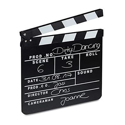 Relaxdays Claqueta Cine para Escribir, Madera, Negro, 26 x 30 cm